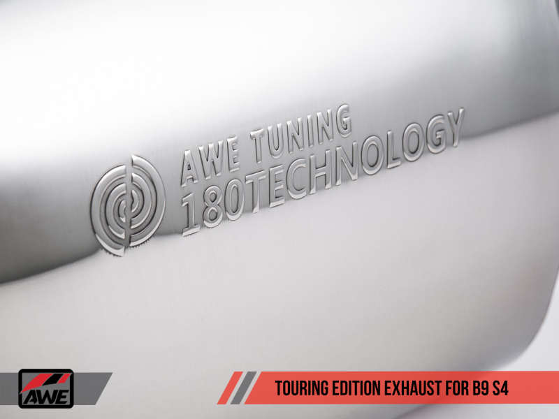 AWE Tuning Audi B9 S4 Touring Edition Exhaust - Non-Resonated (Black 102mm Tips) - awdtuningtx