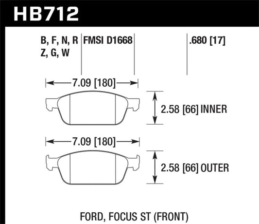 Hawk 13 Ford Focus HP+ Front Street Brake Pads - awdtuningtx