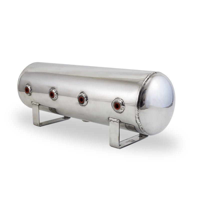 Air Lift 2.5 Gal Alum Air Tank - (4) 1/4in Face Ports & 1/4in Drain Port - 20in L X 6in D - Polished - awdtuningtx
