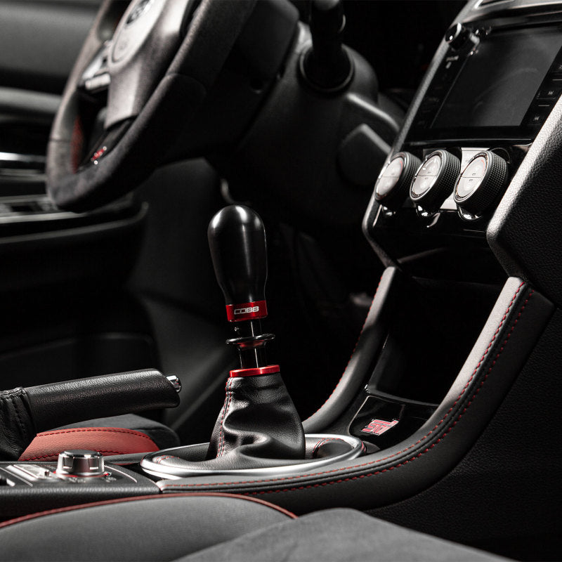 Cobb Subaru 6-Speed Tall Weighted COBB Shift Knob - Black (Incl. Both Red + Blk Collars) - awdtuningtx