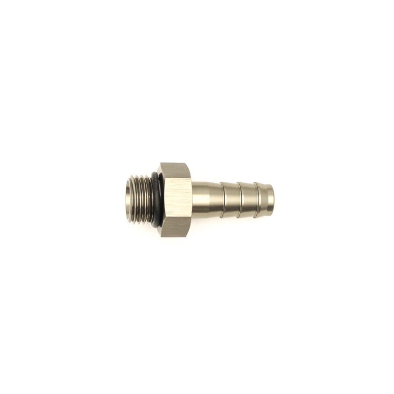 DeatschWerks 6AN ORB Male to 3/8in Male Triple Barb Fitting (Incl O-Ring) - Anodized Matte Black - awdtuningtx