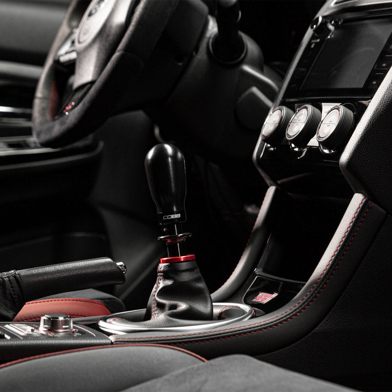 Cobb Subaru 6-Speed Tall Weighted COBB Shift Knob - Black (Incl. Both Red + Blk Collars) - awdtuningtx