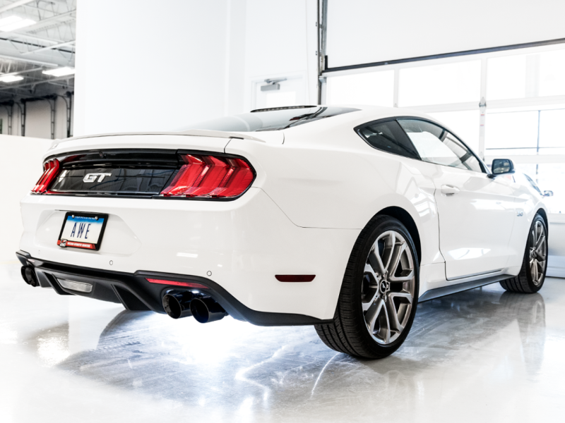AWE Tuning 2018+ Ford Mustang GT (S550) Cat-back Exhaust - Touring Edition (Quad Diamond Black Tips) - awdtuningtx