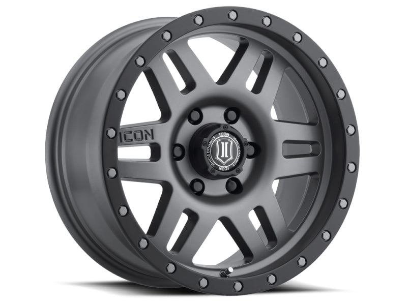ICON Six Speed 17x8.5 6x5.5 0mm Offset 4.75in BS 108mm Bore Titanium Wheel - awdtuningtx