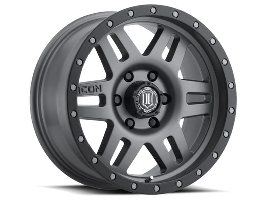 ICON Six Speed 17x8.5 6x5.5 0mm Offset 4.75in BS 108mm Bore Titanium Wheel - awdtuningtx