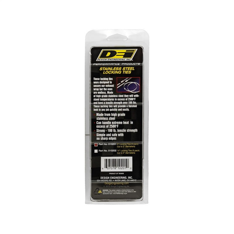 DEI Stainless Steel Locking Tie 8in - 8 per pack - awdtuningtx