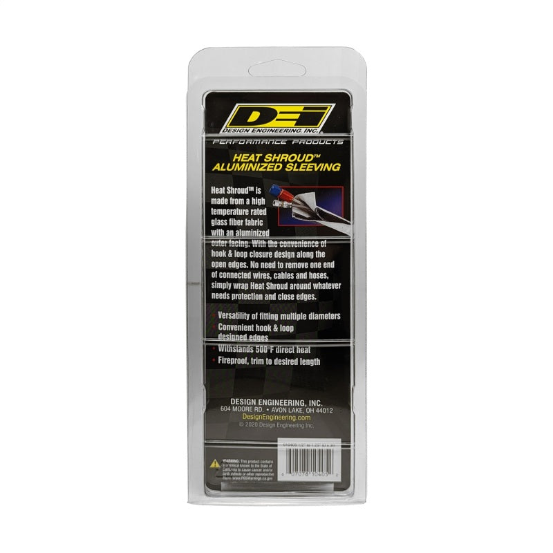 DEI Heat Shroud 1in I.D. x 3ft - Aluminized Sleeving - Hook and Loop Edge - awdtuningtx