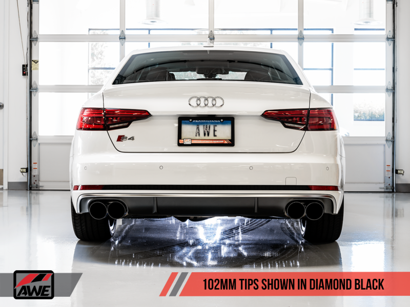 AWE Tuning Audi B9 S4 Touring Edition Exhaust - Non-Resonated (Black 102mm Tips) - awdtuningtx