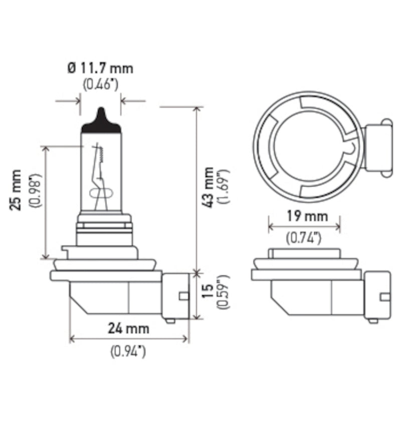 Hella Bulb H11 12V 55W PGJ19-2 T4 LONG LIFE - awdtuningtx