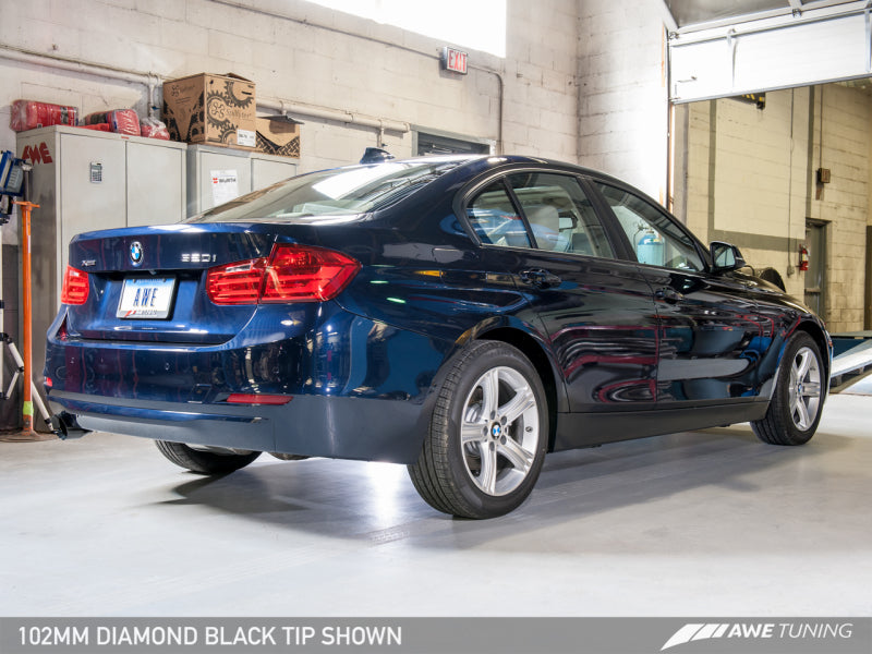 AWE Tuning 13-18 BMW 320i (F30) Touring Edition Exhaust w/ Perfomance Mid Pipe - Diamond Black Tips - awdtuningtx