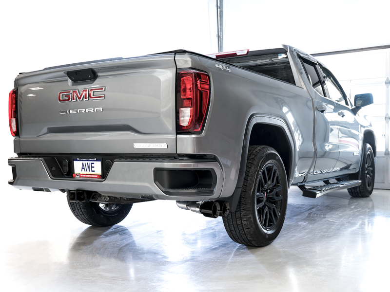 AWE Tuning 4th Gen GM 1500 5.3L 0FG Catback Dual Side Exit (Flat Bumper) - Diamond Tips - awdtuningtx