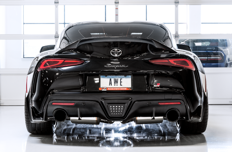 AWE 2020 Toyota Supra A90 Resonated Touring Edition Exhaust - 5in Diamond Black Tips - awdtuningtx