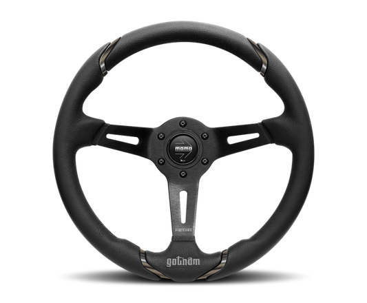 Momo Gotham Steering Wheel 350 mm - Black Leather/Black Spokes - awdtuningtx