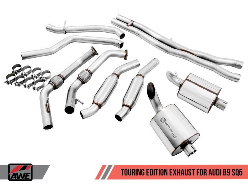 AWE Tuning Audi B9 SQ5 Resonated Touring Edition Cat-Back Exhaust - No Tips (Turn Downs) - awdtuningtx