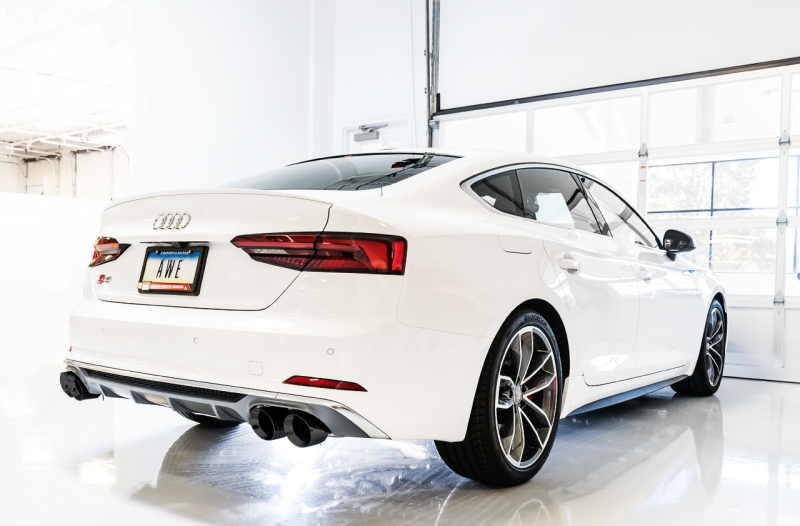 AWE Tuning Audi B9 S4 Touring Edition Exhaust - Non-Resonated (Black 102mm Tips) - awdtuningtx