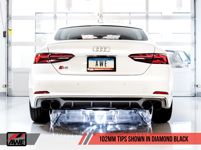 AWE Tuning Audi B9 S5 Sportback SwitchPath Exhaust - Non-Resonated (Black 102mm Tips) - awdtuningtx