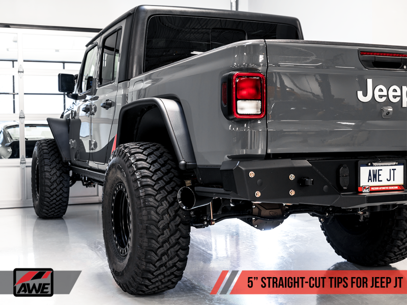 AWE Tuning 20-21 Jeep Gladiator JT 3.6L Tread Edition Cat-Back Dual Exhaust - Diamond Black Tip - awdtuningtx
