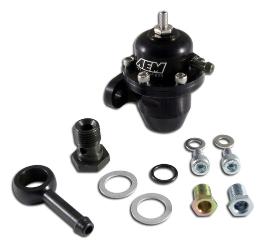 AEM 86-93 Acura / 95-98 TL / 88-91 Civic/CRX / 92-01 Prelude Black Adjustable Fuel Pressure Regulato - awdtuningtx