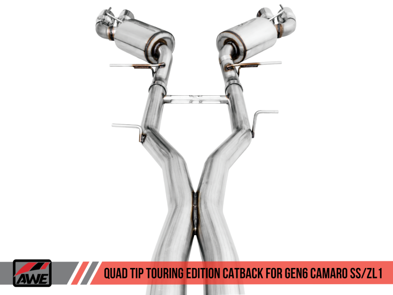 AWE Tuning 16-19 Chevy Camaro SS Res Cat-Back Exhaust -Touring Edition (Quad Chrome Silver Tips) - awdtuningtx