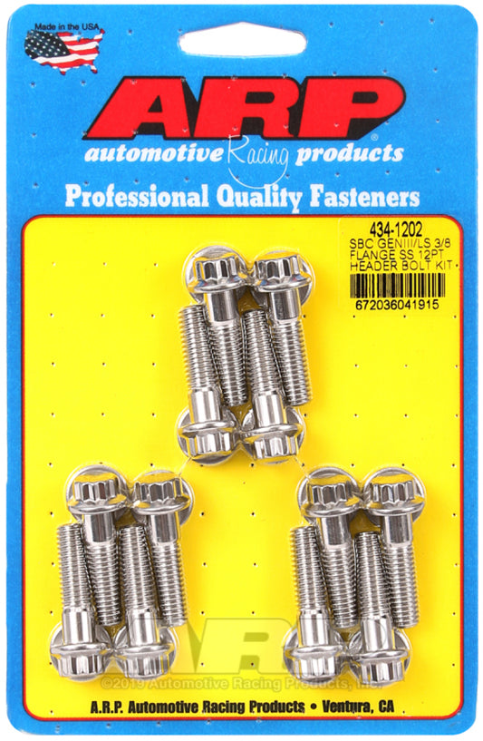 ARP Chevy SBC/GenIII LS 3/8in Flange SS 12pt Header Bolt Kit - awdtuningtx