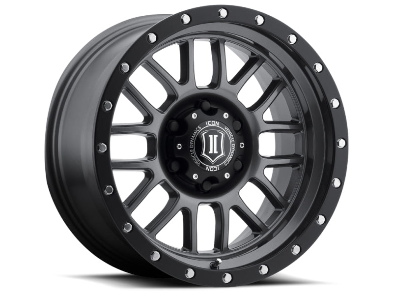 ICON Alpha 17x8.5 6x5.5 0mm Offset 4.75in BS 106.1mm Bore Gun Metal Wheel - awdtuningtx