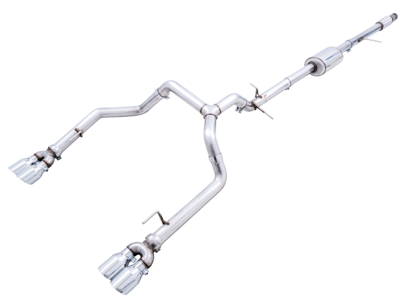 AWE Tuning 4th Gen GM 1500 5.3L 0FG Catback Split Rear Exit (w/ Bumper Cutouts) - Quad Chrome Tips - awdtuningtx