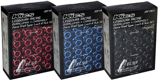 Project Kics Leggdura Racing 53mm EL53 Shell Type Lug Nut 16 Pcs + 4 Locks 12X1.50 Black - awdtuningtx