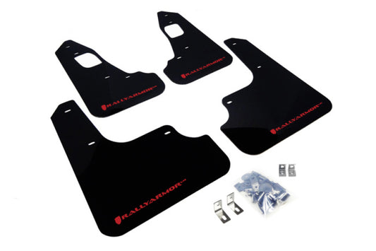 Rally Armor 08-17 Mitsubishi EVO X Black UR Mud Flap w/ Red Logo - awdtuningtx