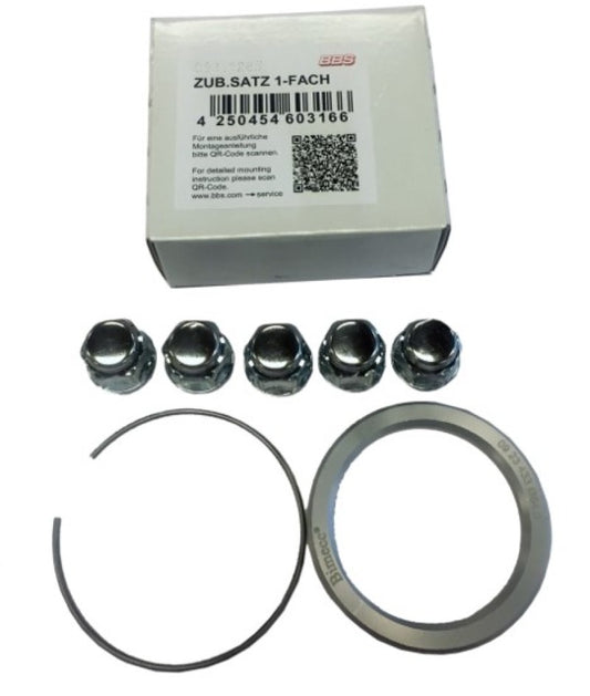 BBS PFS KIT - Subaru 5x114.3 - Includes 82mm OD - 56mm ID Ring / 82mm Clip / Lug Nuts - awdtuningtx