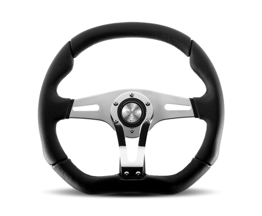Momo Trek RSteering Wheel - Trek R/350 mm mmeter -  Black AirLeather/Brshd Al Spokes - awdtuningtx