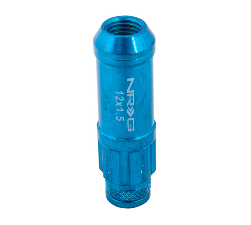 NRG 700 Series M12 X 1.5 Steel Lug Nut w/Dust Cap Cover Set 21 Pc w/Locks & Lock Socket - Blue - awdtuningtx
