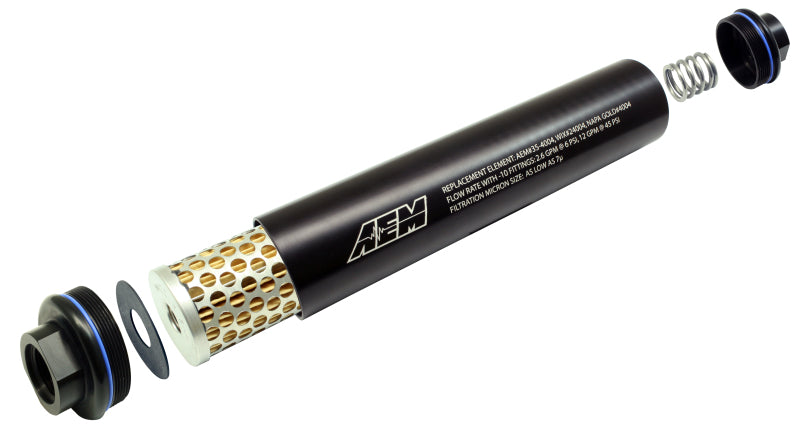 AEM Universal High Flow -10 AN Inline Black Fuel Filter - awdtuningtx