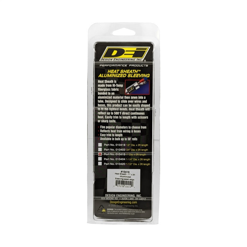 DEI Heat Sheath 1in x 3ft - Aluminized Sleeving - Sewn Edge - awdtuningtx