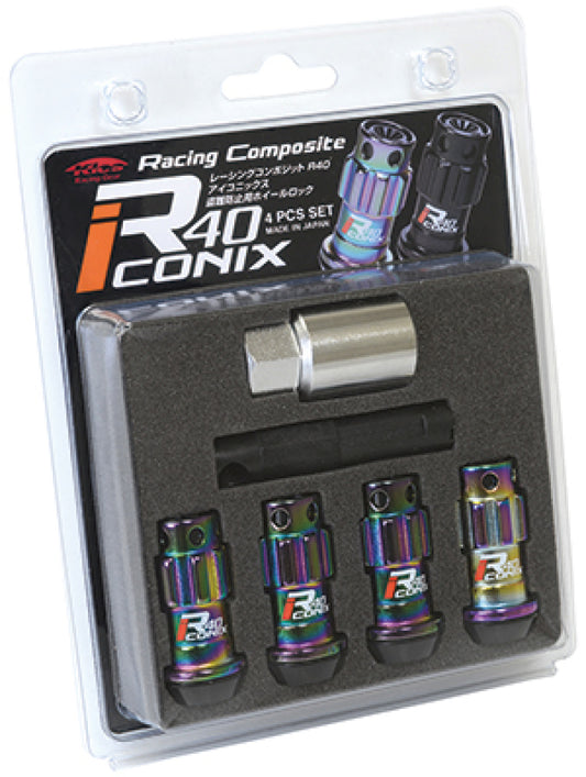 Project Kics 12X1.25 R40 Iconix Neochrome Lug Nut Lock Set - 4 - awdtuningtx