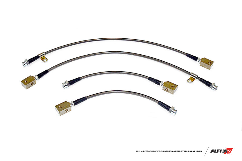 AMS Performance 2009+ Nissan GT-R R35 Alpha Short Route Style Stainless Steel Brake Lines - awdtuningtx