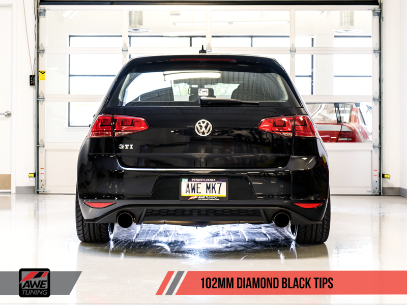 AWE Tuning VW MK7 GTI Touring Edition Exhaust - Diamond Black Tips - awdtuningtx
