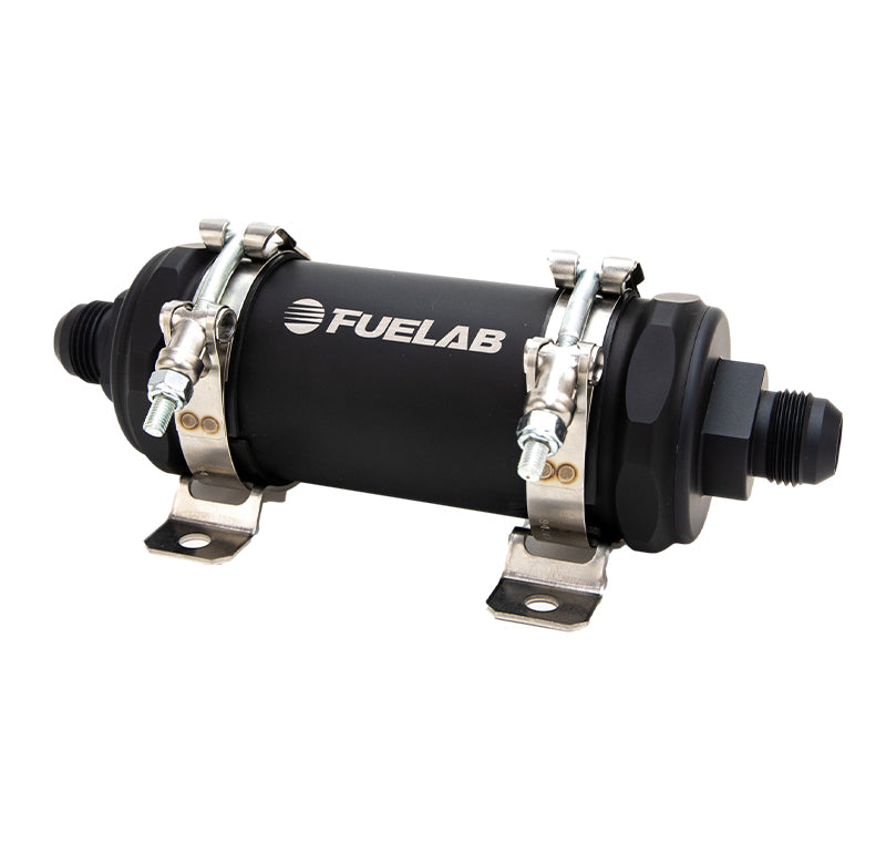 Fuelab PRO Series In-Line Fuel Filter (10gpm) -10AN In/-10AN Out 6 Micron Fiberglass - Matte Black - awdtuningtx
