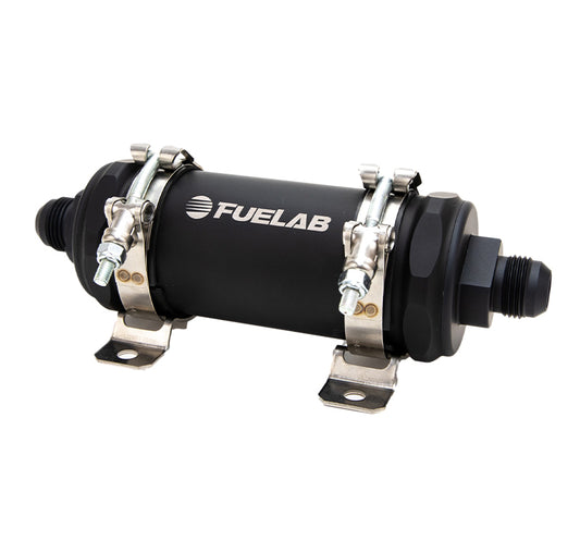 Fuelab PRO Series In-Line Fuel Filter (10gpm) -10AN In/-10AN Out 6 Micron Fiberglass - Matte Black - awdtuningtx